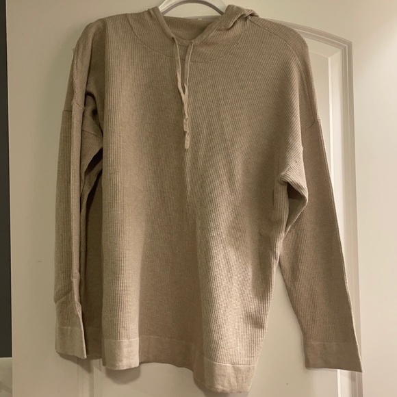 J Jill xl beige string hoodie top very light - Picture 1 of 6